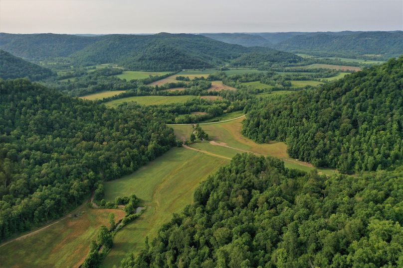014 aerial drone shot from the center of the property looking south over the river bottoms