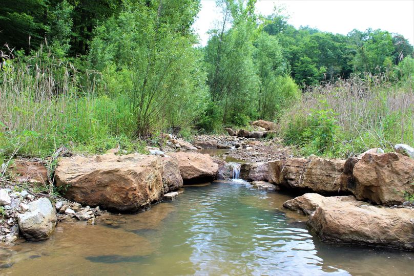 002 man-made recreated stream water falls, helping nature along a little bit
