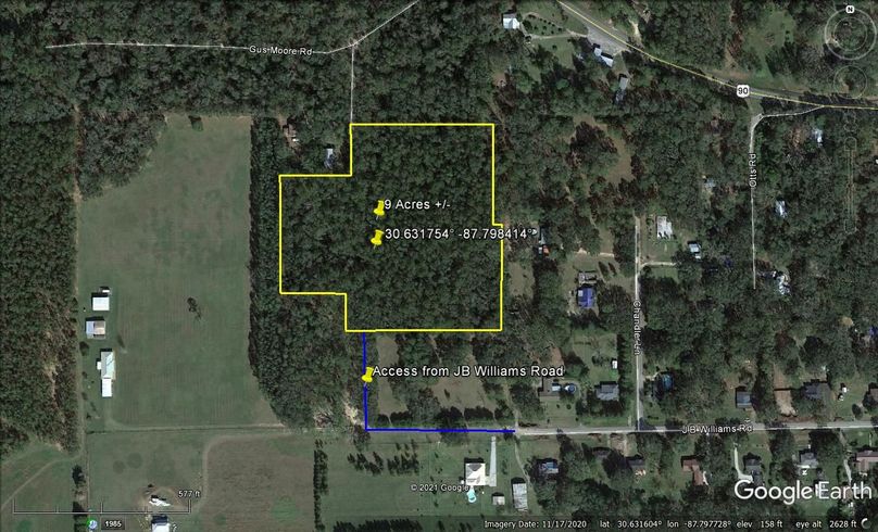 Aerial 1 approx. 9 acres baldwin county, al