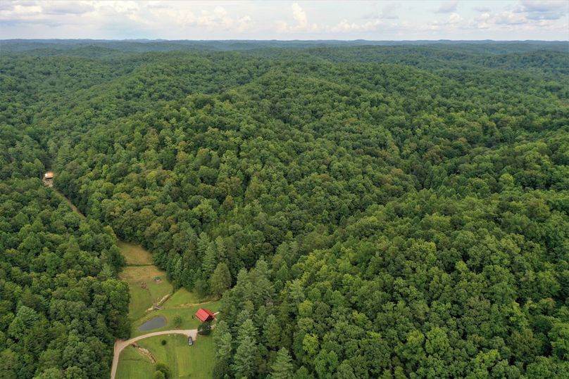 007 aerial drone shot from the southwest boundary looking up the valley
