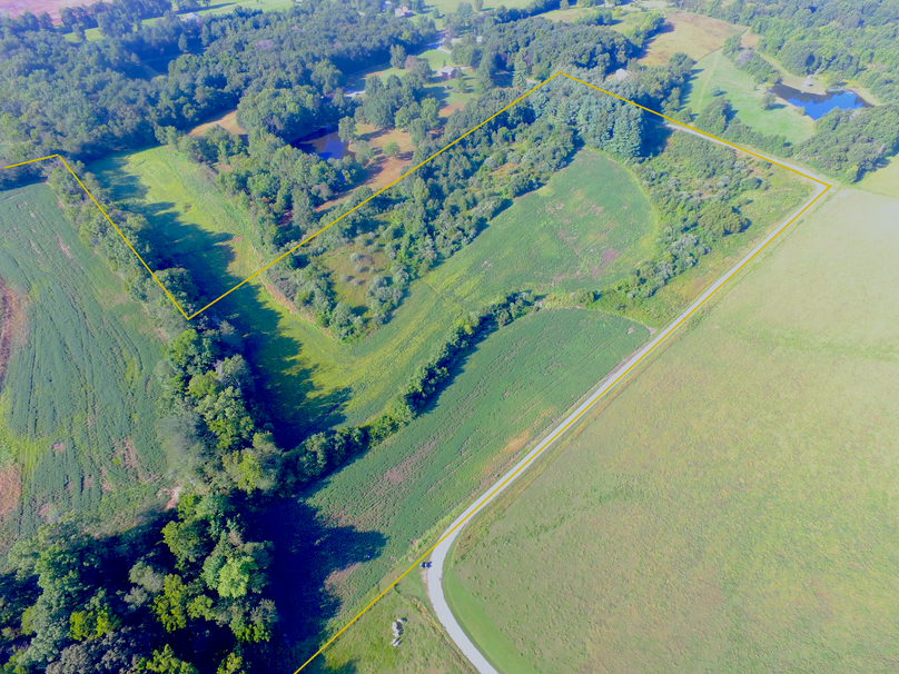 Partial drone aerial showing the 20 acre piece