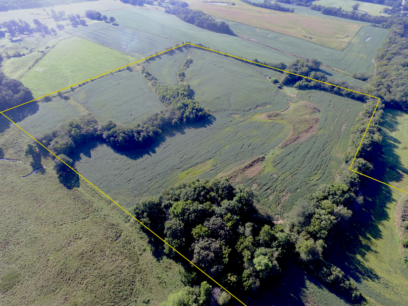 Partial drone aerial showing the 40 acre piece