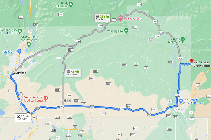 La plata woods directions to durango