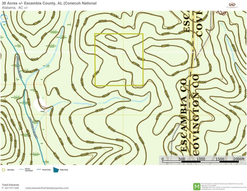 Topo map for approx. 39 acres escambia county, al