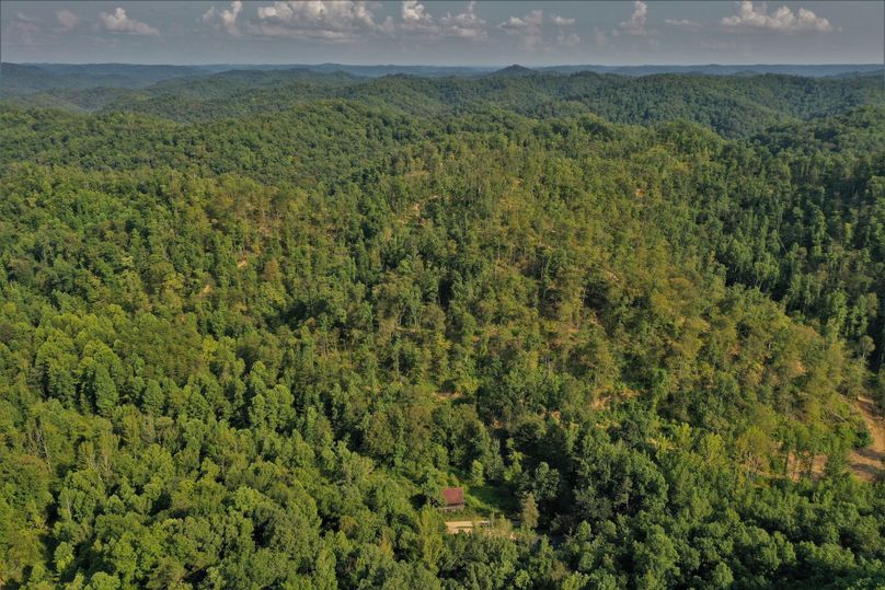 Beautiful aerial drone shot looking southeast over the southern portion of the property