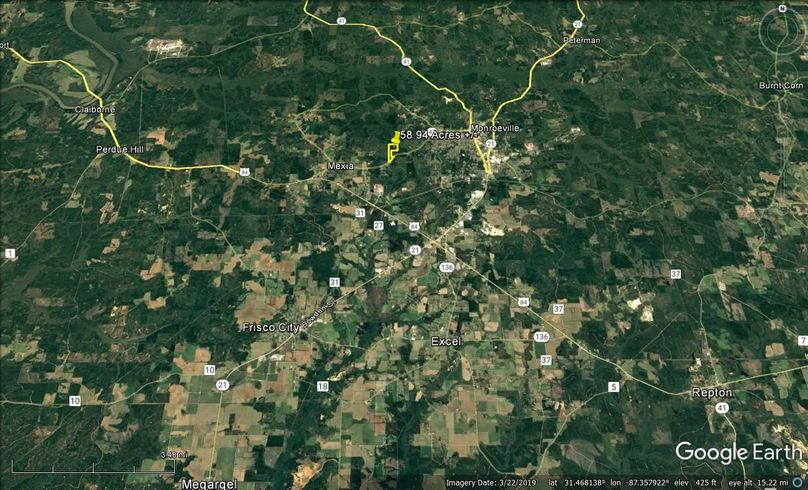 Aerial #7 Approx. 58.94 Acres Monroe County, AL