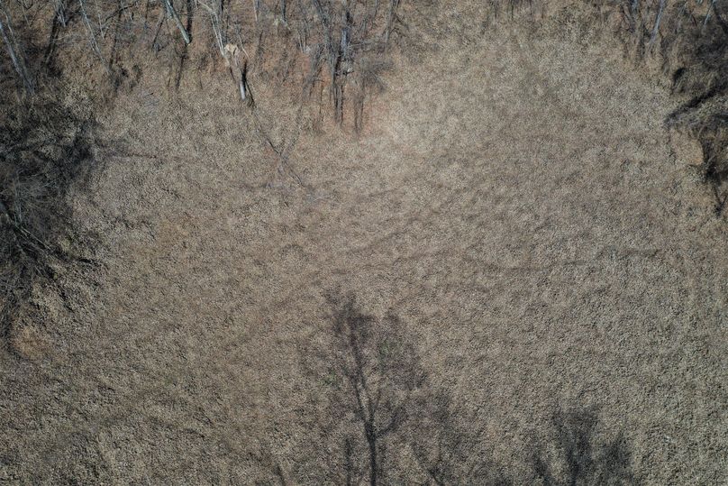 007 aerial drone shot showing a network of deeply worn trails