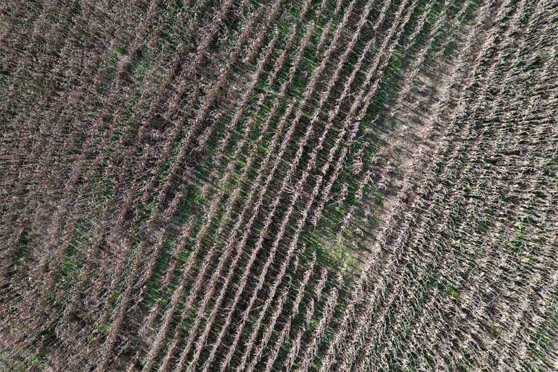 018 just a cool aerial drone shot looking straight down on the crop fields