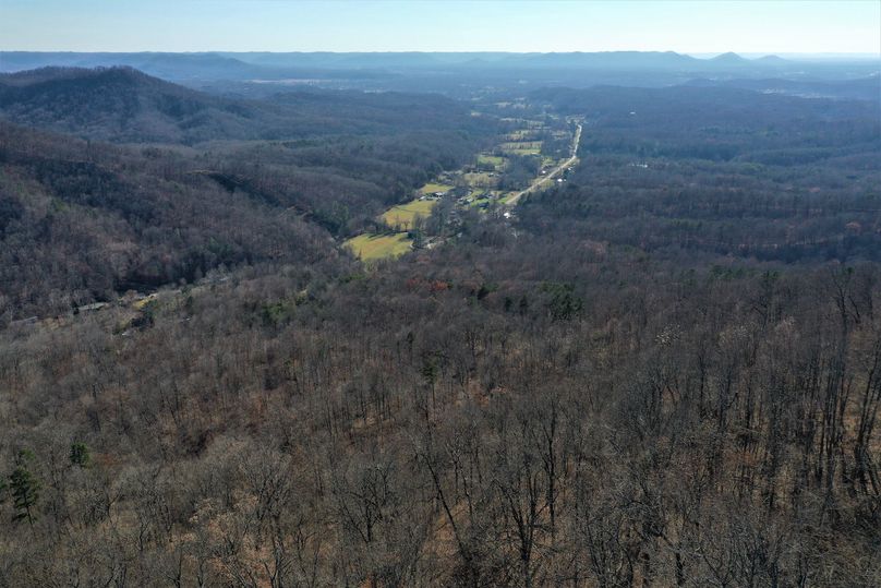 007 aerial drone shot from the northwest corner atop the knob, looking southwest toward Clay City