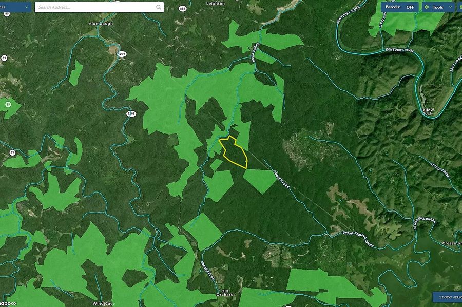 037 Lee 123 Mapright aerial zoomed in with water features and national forest copy