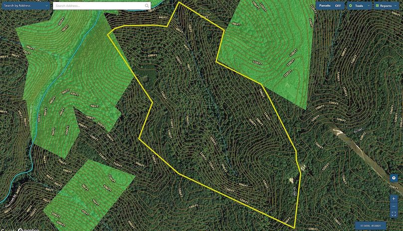 035 Lee 123 Mapright aerial zoomed in with contour lines, water features and national forest copy