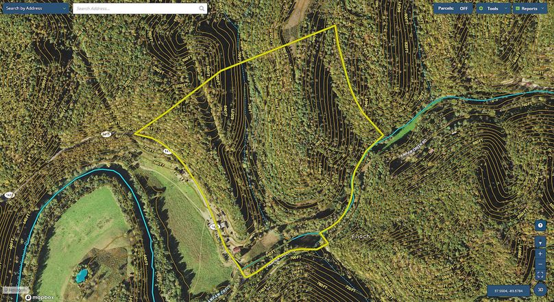 044 Lee 86 Mapright aerial zoomed in with water features and contour lines copy