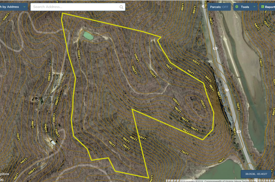032 Rowan 63.7 Mapright aerial zoomed in with contour lines