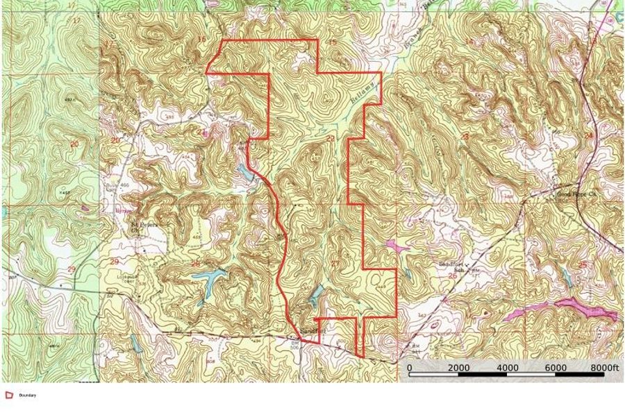 Topo Map Overview Approx. 1059 Acres Russell County, AL
