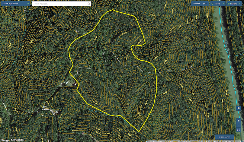 020 Lee 78 Mapright aerial zoomed in with contour lines