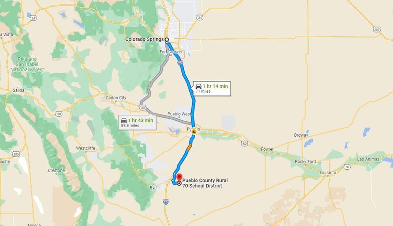 Pueblo 58 Freewalt Directions to Colorado Springs