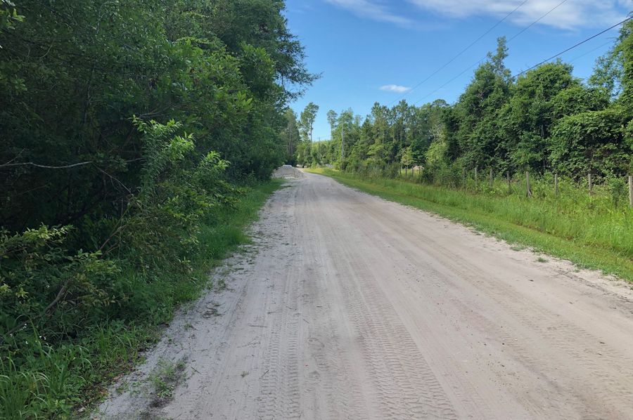 13. Als Satch Road and west property boundary to the left looking south