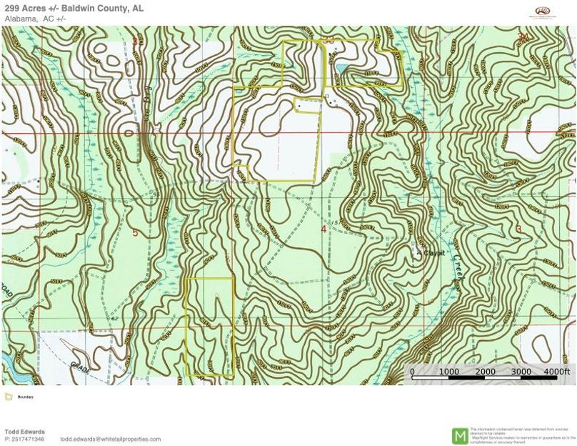 Topo Overview Map Approx. 299 Acres Baldwin County, AL