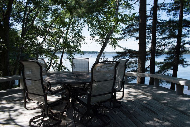 Lodge deck overlooking lake