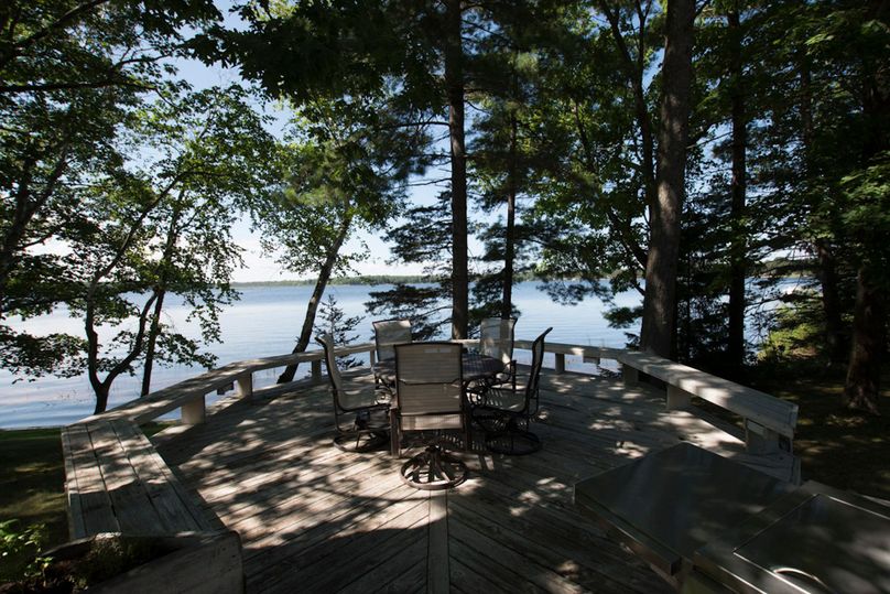 Lodge deck overlooking lake