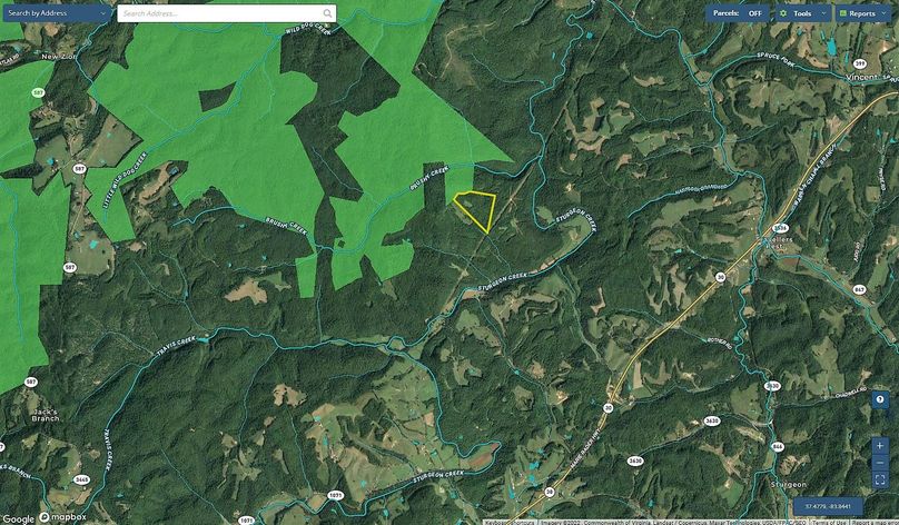 017 Owsley 42.8 Mapright aerial zoomed out with National Forest boundaries