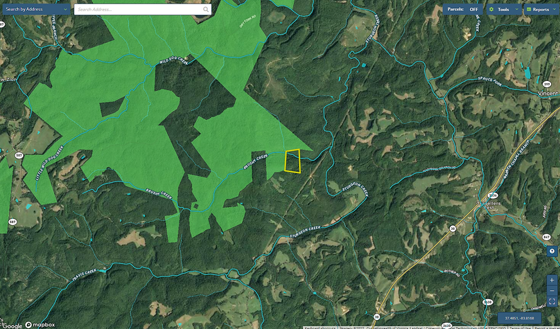 025 Owsley 33.7 Mapright aerial zoomed out with water features and national forest