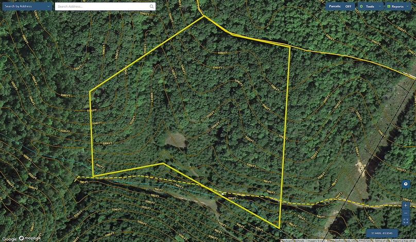 013 Owsley 17.74 Mapright aerial zoomed in with contour lines