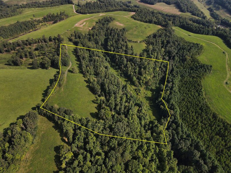013 aerial view looking North over the property with approximate boundary lines
