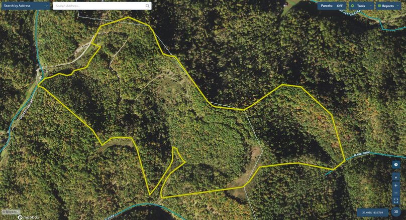 032 Owsley 160 Mapright aerial zoomed in with water features and county line