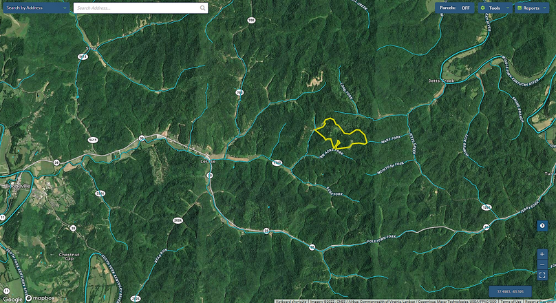 033 Owsley 160 Mapright aerial zoomed out with water features