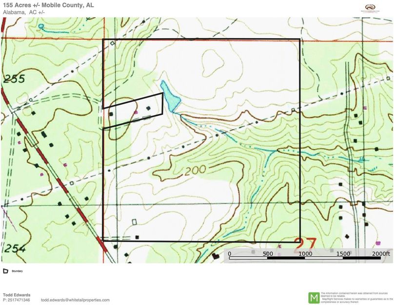 Topo Map Overview for Approx. 155 Acres Mobile County, AL copy