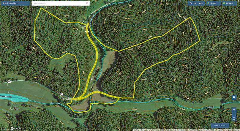 021 Breathitt 89 Mapright aerial zoomed in with water features and contour lines