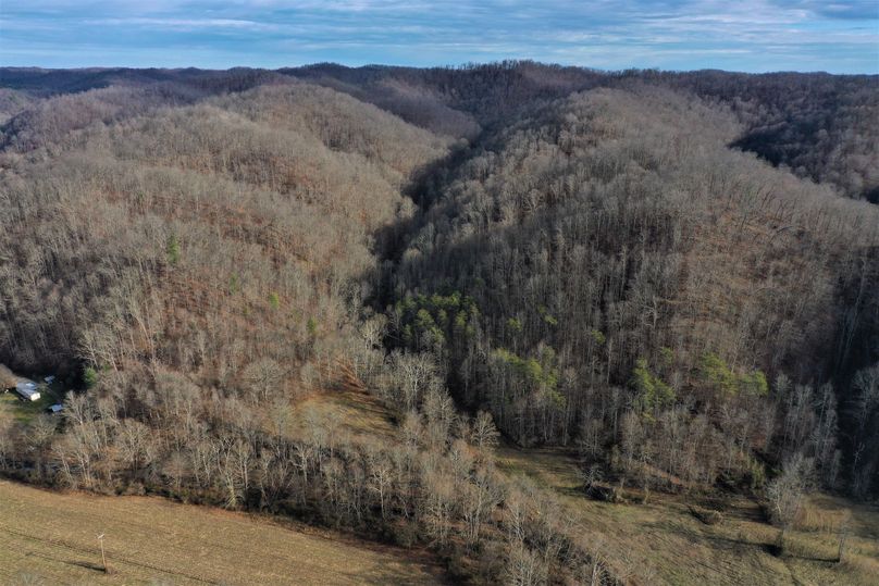 003 aerial drone shot from the west boundary looking up the valley to the east