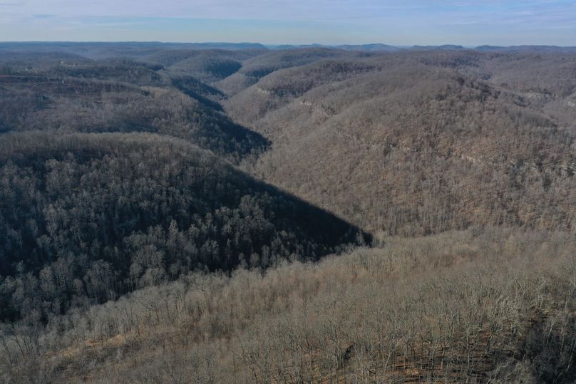 002 aerial drone shot from the knob between the two main valleys
