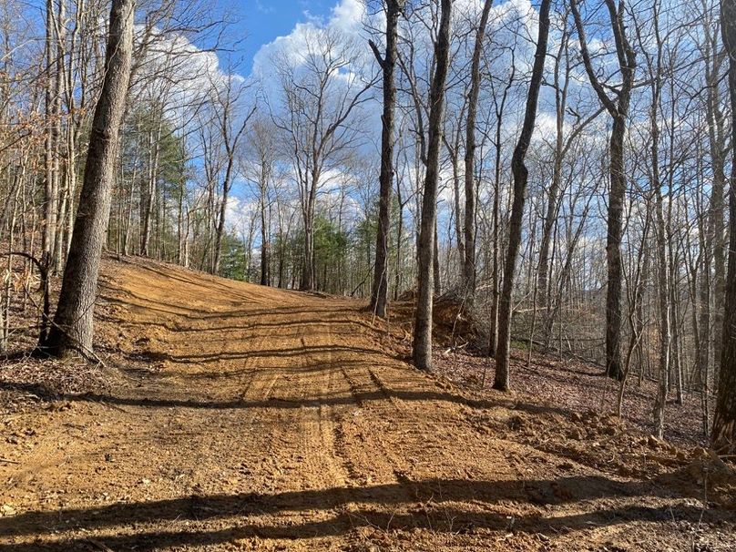 016 view coming up the dirt road leading on to the opened up cabin pad