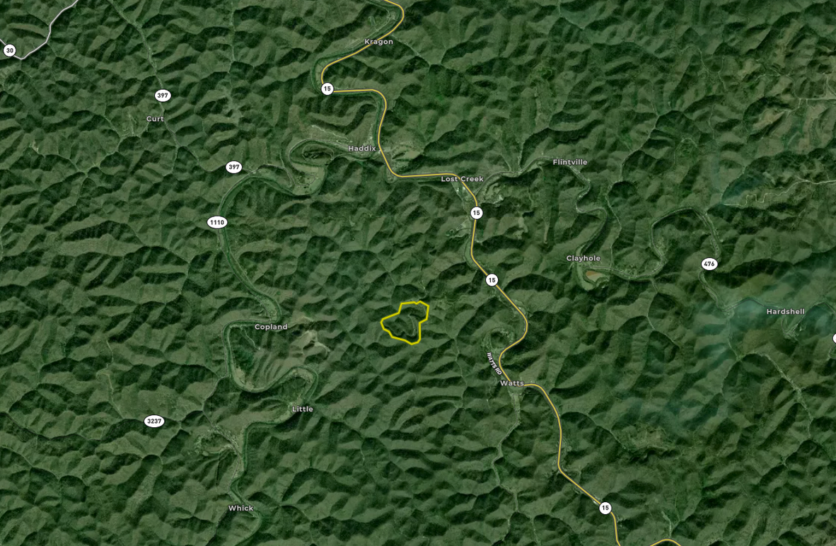028 Breathitt 122 Land ID zoomed out showing major roads and proximity