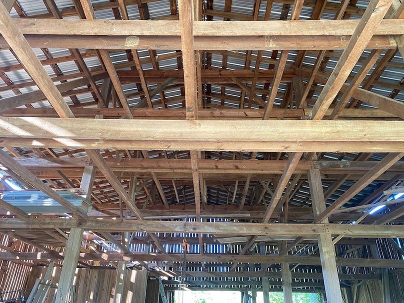 049 interior view of the large barn that once was used for hanging tobacco copy