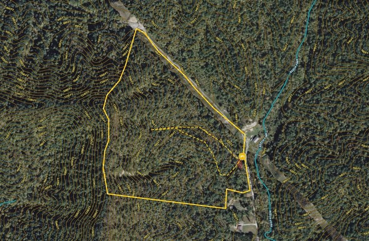 022 Powell 45.2 Land ID map zoomed in with contour lines and water features