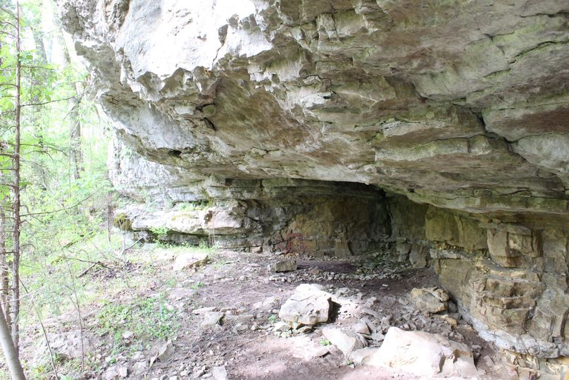 034 super cool limestone cliff overhang, the deer had actually been bedding under this!