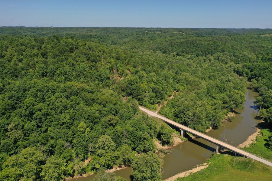 002 mid elevation aerial drone shot from the northeast corner at the bridge