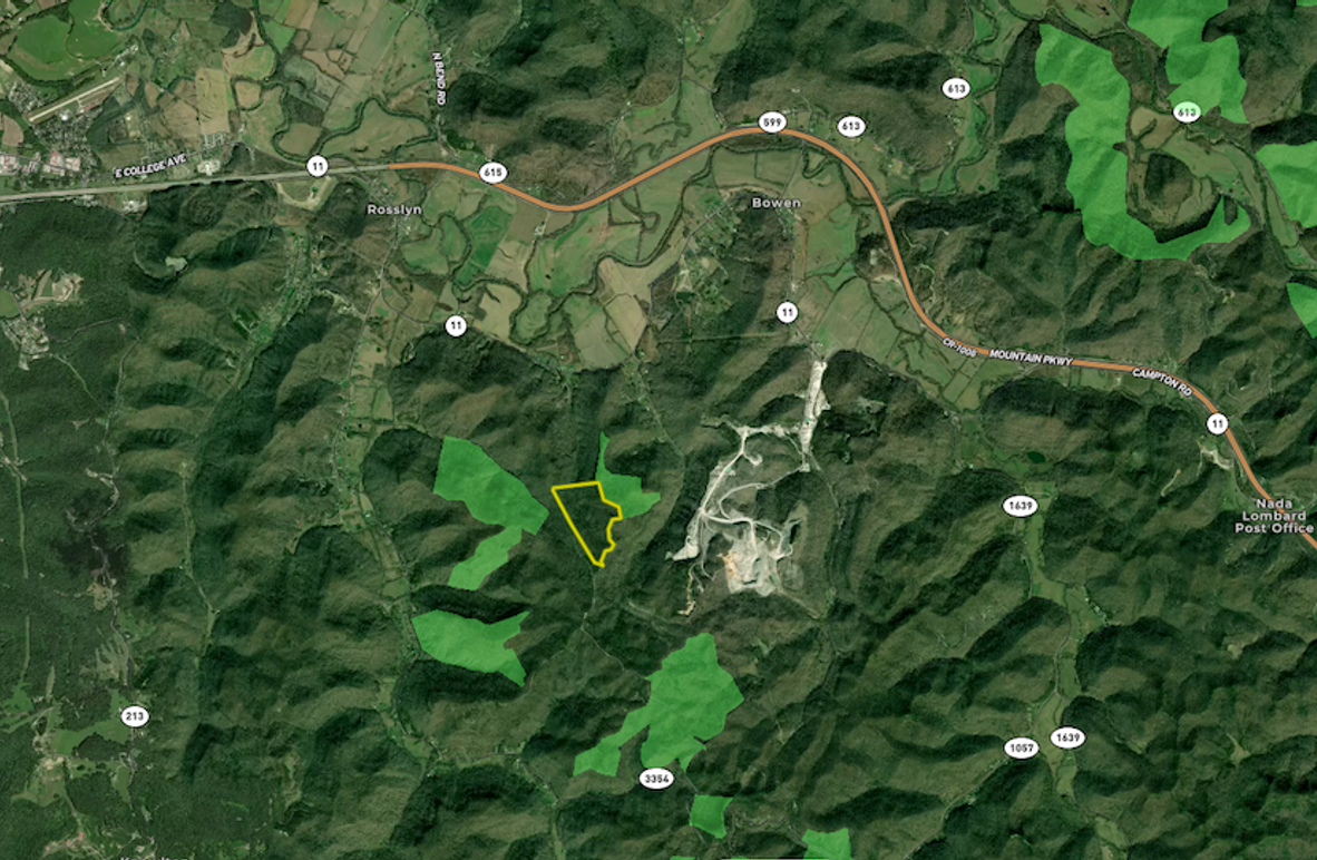 024 Powell 60 Land ID aerial zoomed out with public land