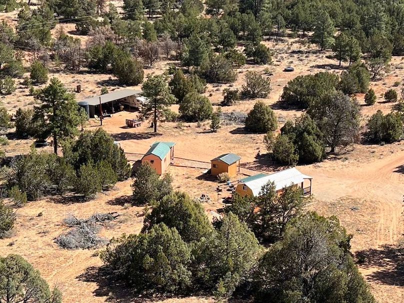 Aerial view of cabins