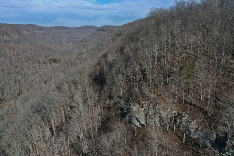 018 aerial drone shot showing a more close up view of the limestone cliffs