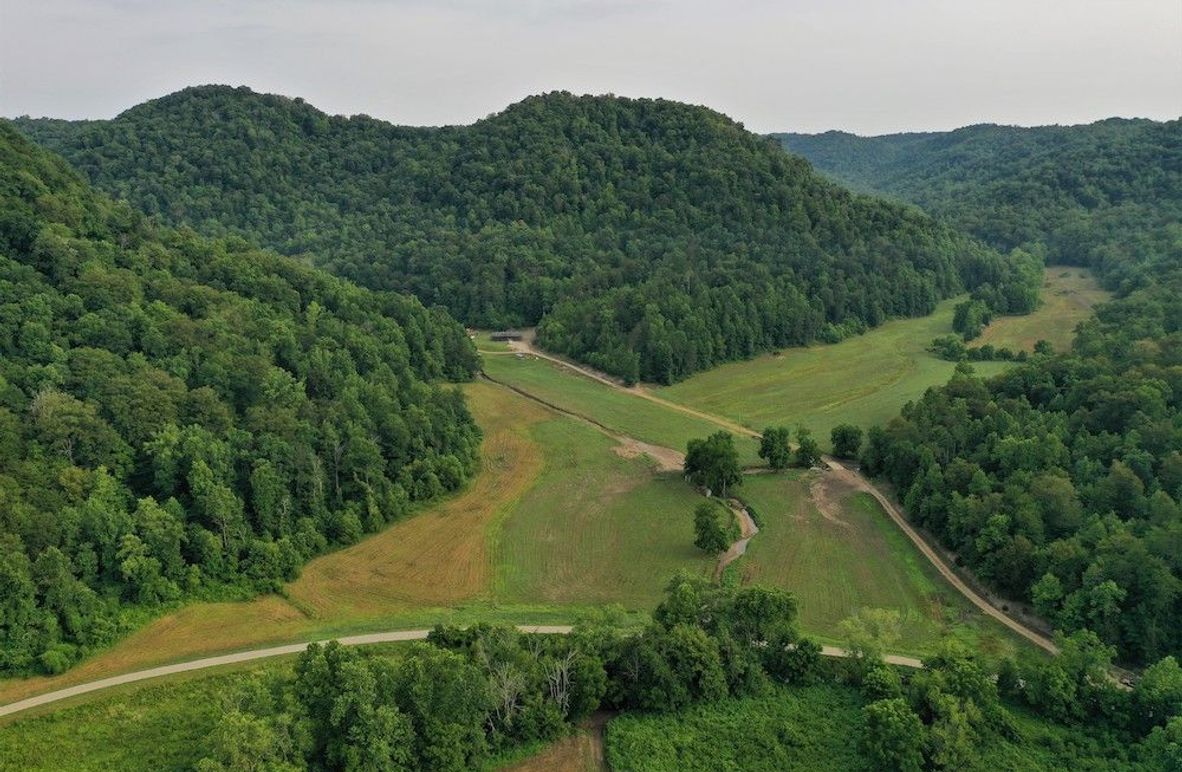 001 aerial drone shot from the southeast looking north up the valley