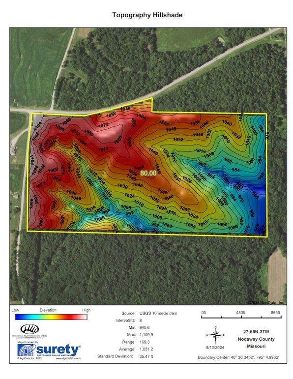 TOPOGRAPHY HILLSHADE - NODAWAY CO MO 80
