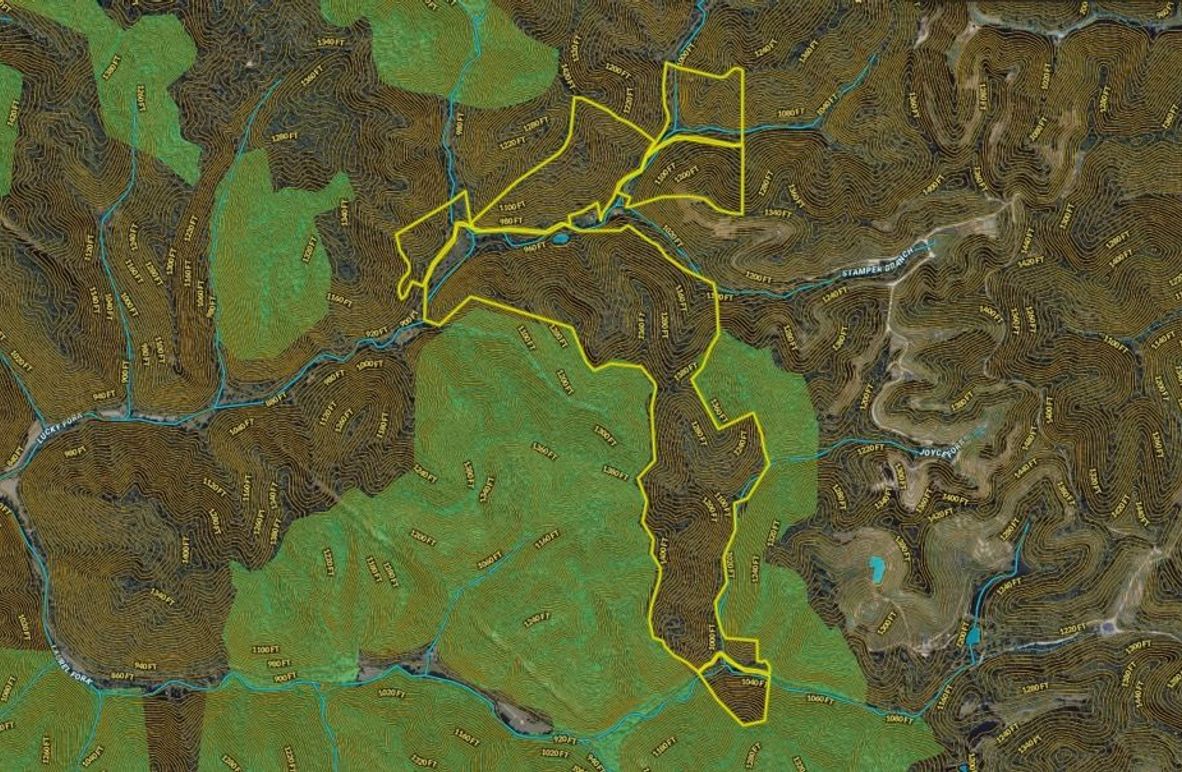 029 Owsley 311 Land ID map zoomed in with water features and contour lines