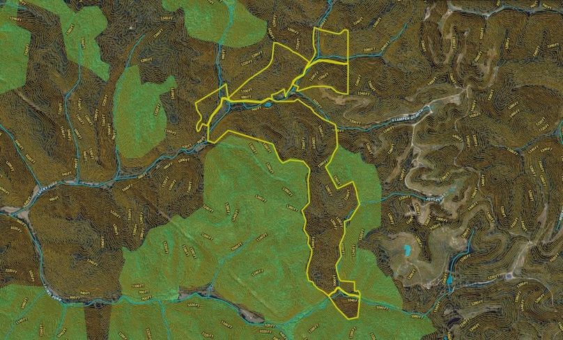 029 Owsley 311 Land ID map zoomed in with water features and contour lines