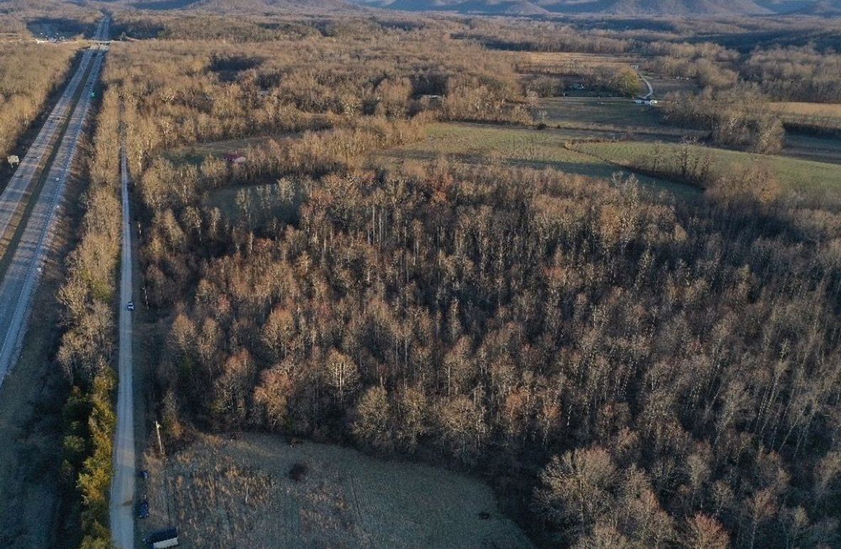 006 aerial drone shot from the north looking into the middle of the property