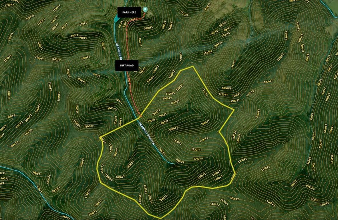 029 Morgan 100 Land ID map zoomed in with water features and contour lines