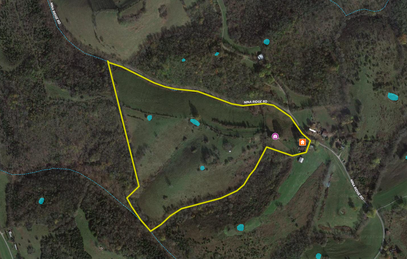043 Garrard 46 Land ID zoomed in showing the location of the home and barn